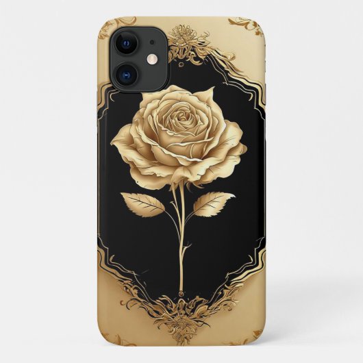 Coques Case-Mate iPhone Décoration de rose embellie dorée (Dos)
