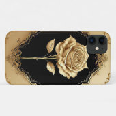 Coques Case-Mate iPhone Décoration de rose embellie dorée (Dos (Horizontal))