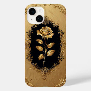 Coque Pour iPhone 14 Décoration de rose embellie dorée