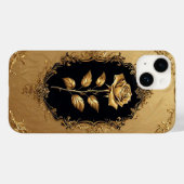 Coques Case-Mate iPhone Décoration de rose embellie dorée (Verso (horizontal))