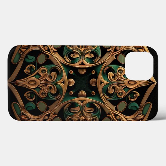 Coques Case-Mate iPhone Décoration Motif en bronze vert (Verso (horizontal))