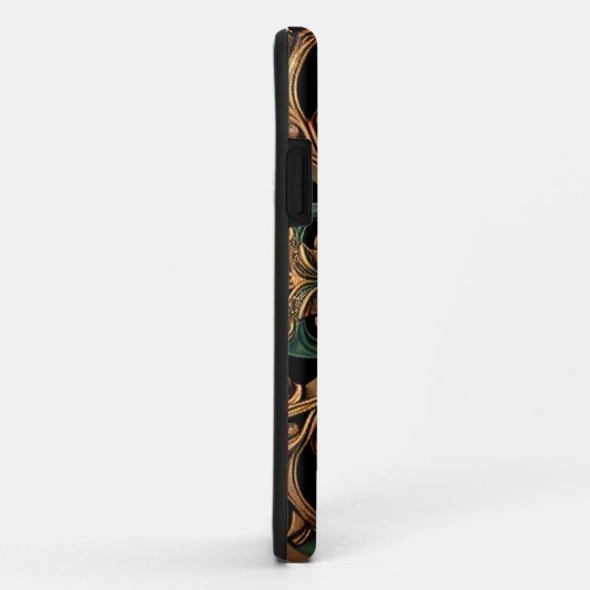 Coques Case-Mate iPhone Décoration Motif en bronze vert (Dos/Droite)