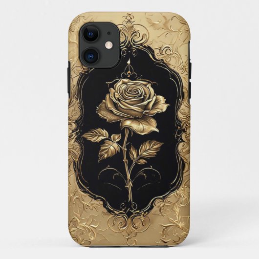 Coques Case-Mate iPhone Décoration Rose rehaussée d'or (Dos)