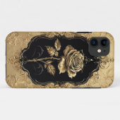Coques Case-Mate iPhone Décoration Rose rehaussée d'or (Dos (Horizontal))