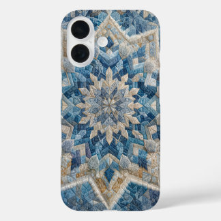 Coques iPhone 16 Découpe Kaleidoscope de flocon de neige rétro