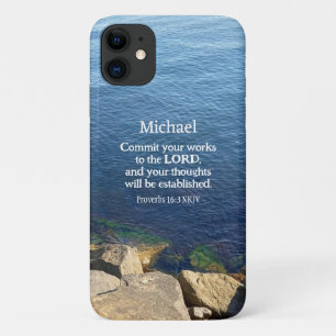 Case-Mate iPhone Case Deep Blue Ocean Photo Christian Bible Nom du coupl