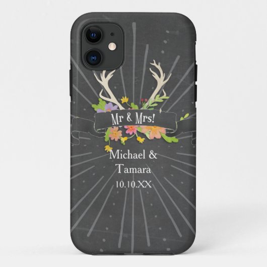Coques Case-Mate iPhone Deer Antler Fleur sauvage Starburst Rustic M. et M (Dos)