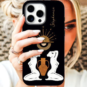 Coques iPhone 16 Pro Max Déesse de l'Or Glam Monogramme Personnalisé Paille