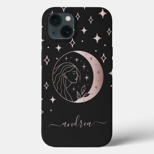 Coques Case-Mate iPhone Déesse d'or rose et Lune mystique Énergie céleste (Verso)