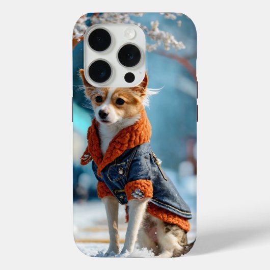 Coques Case-Mate iPhone Défilé de mode canine – Scène hivernale de dessin  (Verso)