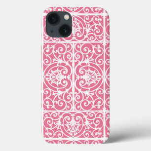 iPhone 13 Coque Défilement rose et blanc