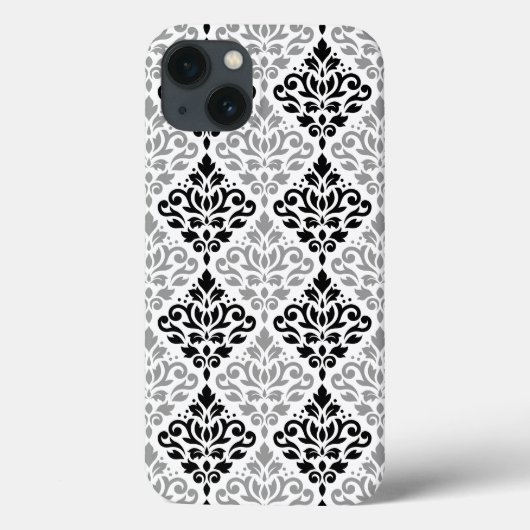 Coques Case-Mate iPhone Défiler Damask Grand Motif noir gris blanc (Verso)