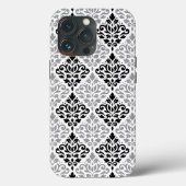 Coques Case-Mate iPhone Défiler Damask Grand Motif noir gris blanc (Verso)