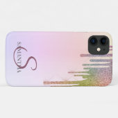 Coques Case-Mate iPhone Dégradé de gouttes de paillettes arc-en-ciel brill (Dos (Horizontal))