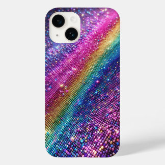 Coque Pour iPhone 14 Dégradé de Luxe Pixel Arc-en-ciel Futuriste avec É