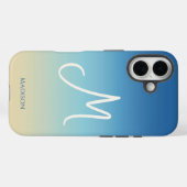 Coques Case-Mate iPhone Dégradé de plage Monogramme (Verso (horizontal))
