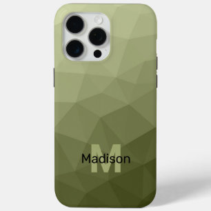 Coque iPhone 15 Pro Max Dégradé de vert de l'armée à lumière géométrique e