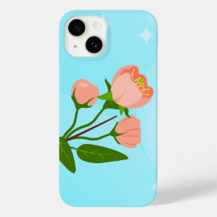 Coque Pour iPhone 14 Dégradé du ciel bleu avec branche de ressort fleur