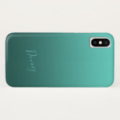 Coques Case-Mate iPhone Dégradé Turquoise avec nom personnalisé (Dos (Horizontal))