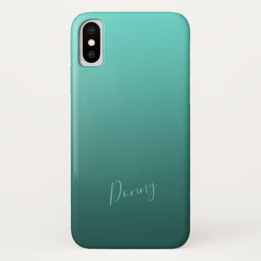 Coques Case-Mate iPhone Dégradé Turquoise avec nom personnalisé (Dos)