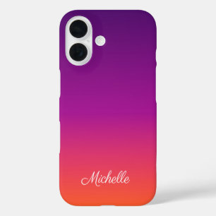 Coques iPhone 16 dégradé violet, rose et orange foncé