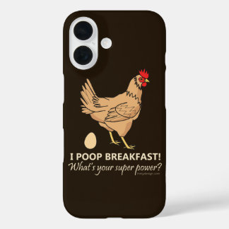 Coques iPhone 16 Déjection de poulet au petit déjeuner, design amus