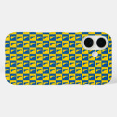 Coques Case-Mate iPhone  Delaware silhouette pattern blue gold (Verso (horizontal))