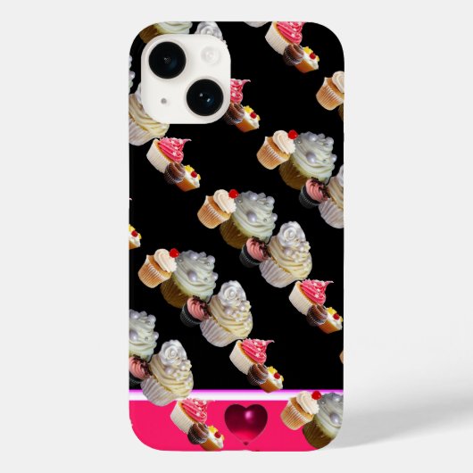Coques Case-Mate iPhone DÉLICIEUX CUPCAKES DESERT SHOP, Rose, Fuchsia Blan (Verso)