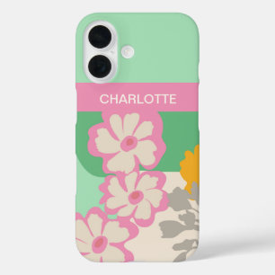 Coques iPhone 16 Délires Floraux de l'Été en Blocs de Couleurs Mode
