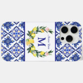 Coques Case-Mate iPhone Demoiselle d'honneur Citrons Tuiles Bleues Italien (Verso (horizontal))