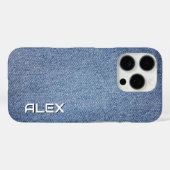 Coques Case-Mate iPhone Dénim bleu texture - Motif de tissu classique (Verso (horizontal))