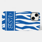Coques Case-Mate iPhone Denim Blue Zebra Imprimer avec monogramme (Verso (horizontal))