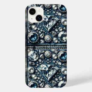 Coque Pour iPhone 14 Plus Denim & Diamonds Bling Bijou Glamour Fines Pierres