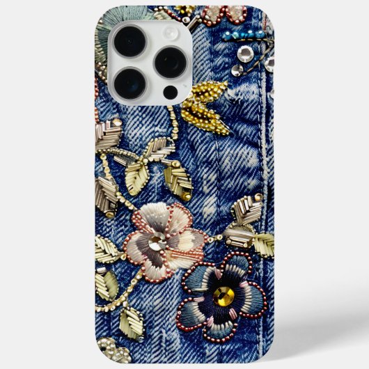 Coques Case-Mate iPhone Denim Dreamland Flourish : Bleu amélioré en pierre (Verso)