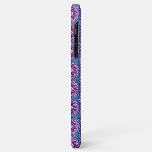 Coques Case-Mate iPhone Denim & fleurs bleu violet graphique (Dos/Gauche)