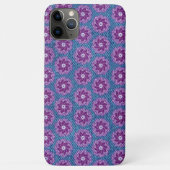Coques Case-Mate iPhone Denim & fleurs bleu violet graphique (Dos)