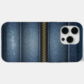 Coques Case-Mate iPhone Denim Jeans Style Stitts et Zipper (Verso (horizontal))