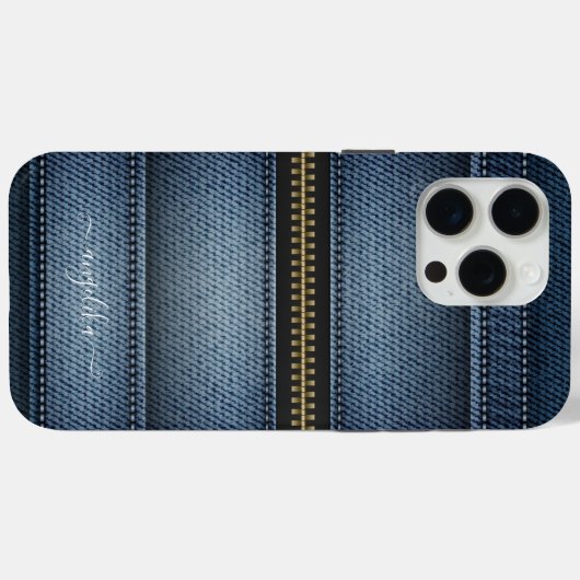 Coques Case-Mate iPhone Denim Jeans Style Stitts et Zipper (Verso (horizontal))