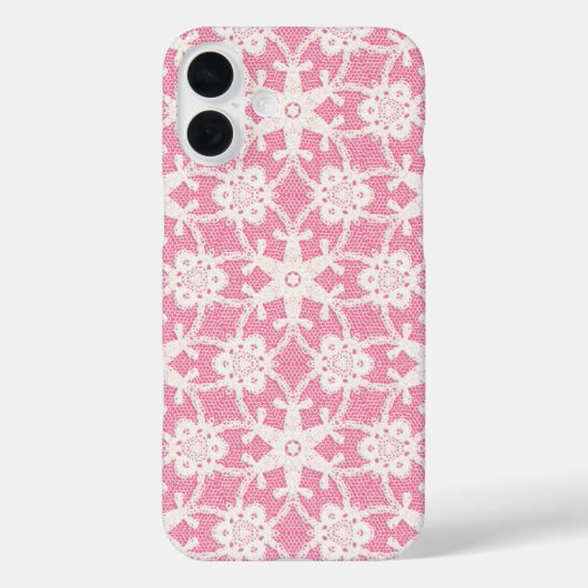 Coques Case-Mate iPhone Dentelle antique - blanc et rose (Verso)