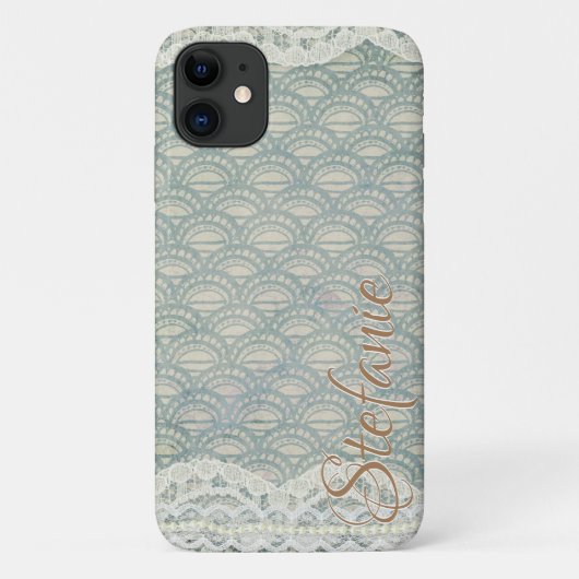 Coques Case-Mate iPhone Dentelle bleu ardoise (Dos)