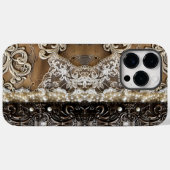 Coques Case-Mate iPhone Dentelle de campagne en cuir vintage Look femmes (Verso (horizontal))