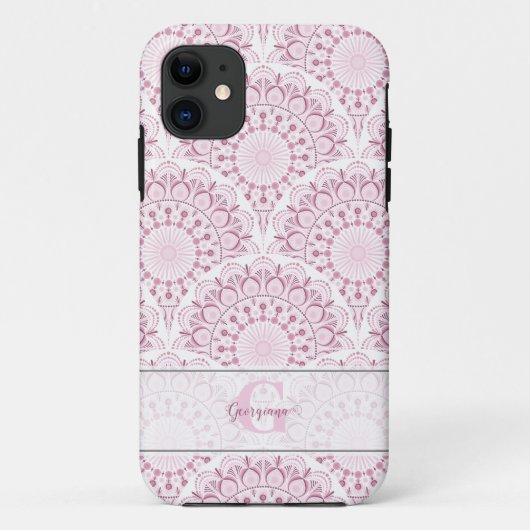 Coques Case-Mate iPhone Dentelle de Confetti Rose Art Déco personnalisée M (Dos)