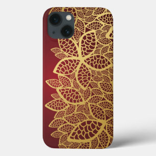 iPhone 13 Case Dentelle d'or de feuille sur l'arrière - plan