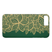 Coques Case-Mate iPhone Dentelle d'or de feuille sur l'arrière - plan vert (Dos (Horizontal))