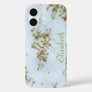 Coques iPhone 16 Dentelle d'or fille Feminine et élégant