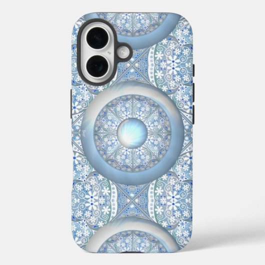 Coques Case-Mate iPhone Dentelle en céramique bleu clair (Verso)