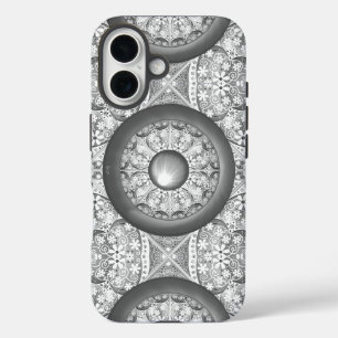 Coques iPhone 16 Dentelle en céramique Gris