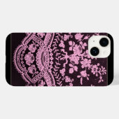Coques Case-Mate iPhone Dentelle florale rose (Verso (horizontal))