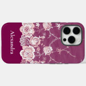 Coques Case-Mate iPhone Dentelle florale rose (Verso (horizontal))