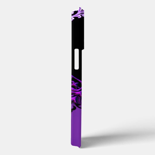 Coques Case-Mate iPhone Dentelle florale Rose violette Noire (Verso / Droite)